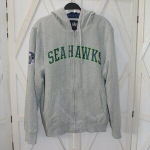 Men's NFL Seattle Seahawks Full Zip Hoodie Gray NFL Lined Sweatshirt XL